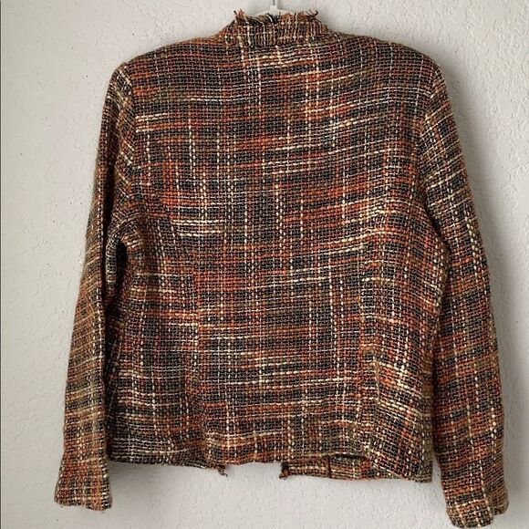 Sag Harbor Women's Orange and Brown Tweed Blazer Cardigan Open Front Size 12T - Picture 3 of 8